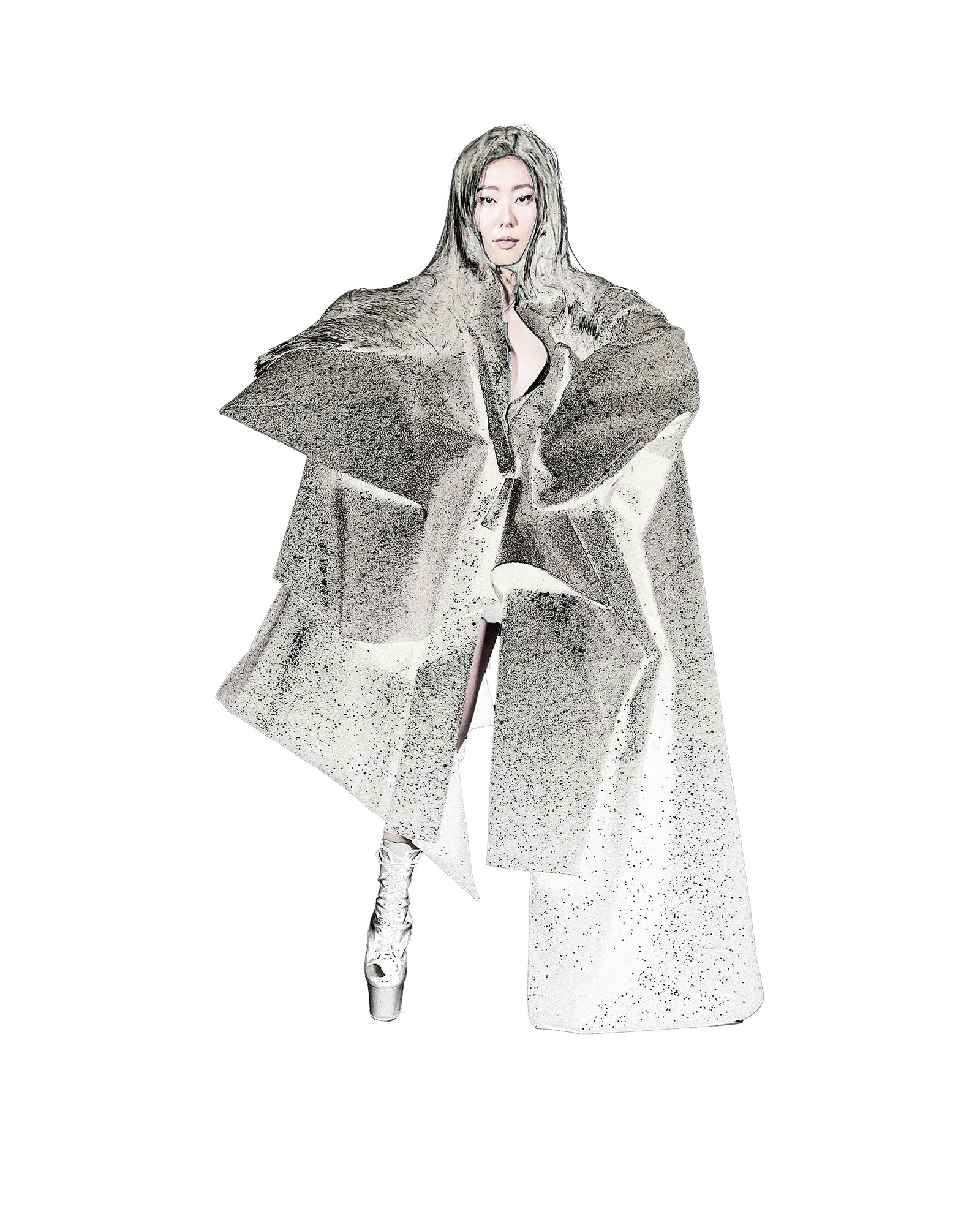 Half and Half Couture Star Glitter Coat Jivomir Domoustchiev