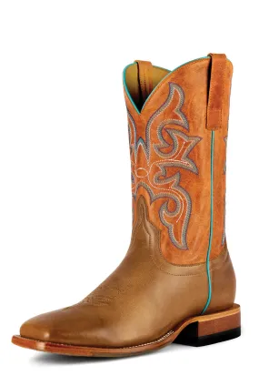 Horse Power Mens Orange Barcelona Honey Leather Cowboy Boots