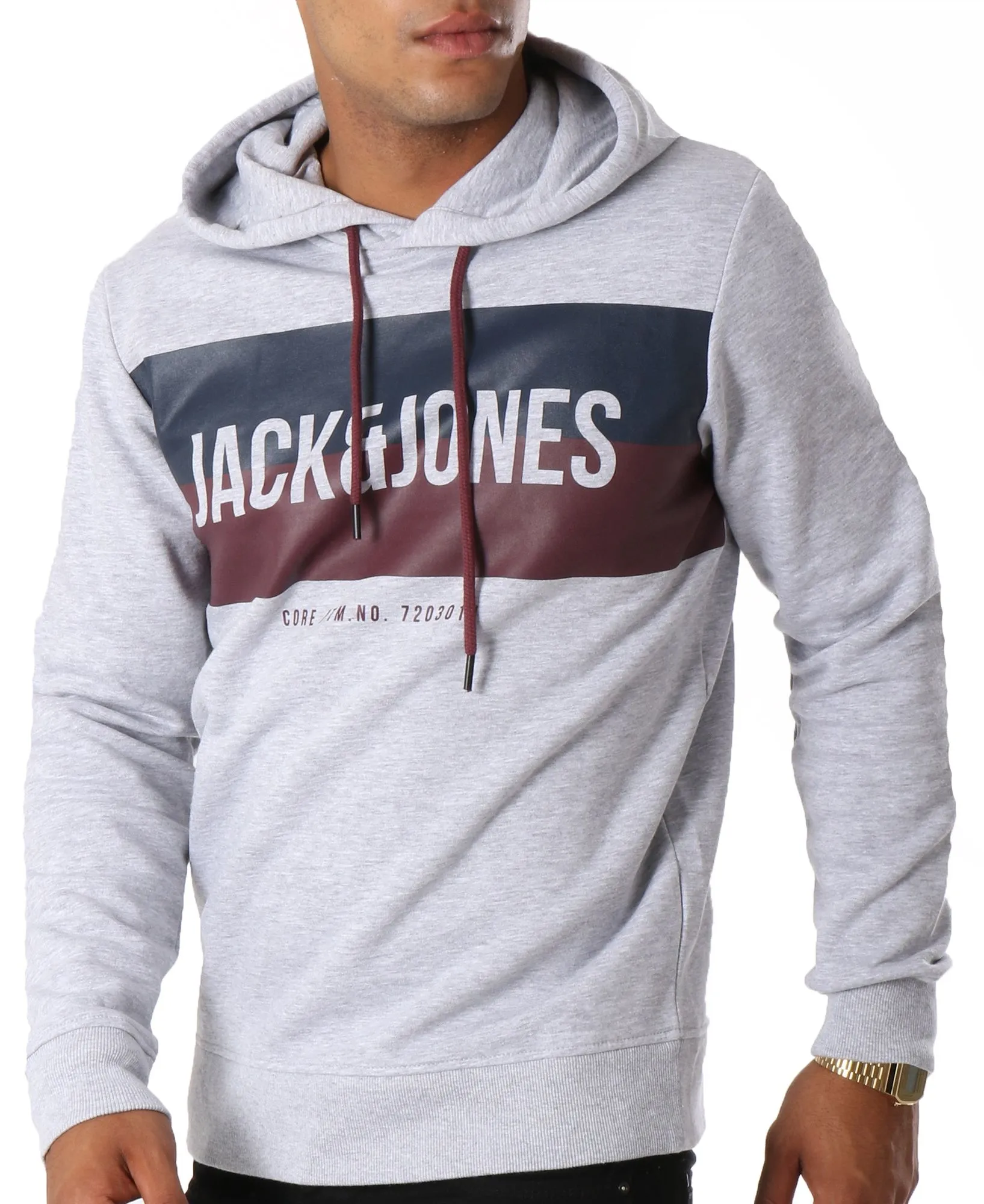 Jack & Jones Core Block Overhead Hoodie Light Grey