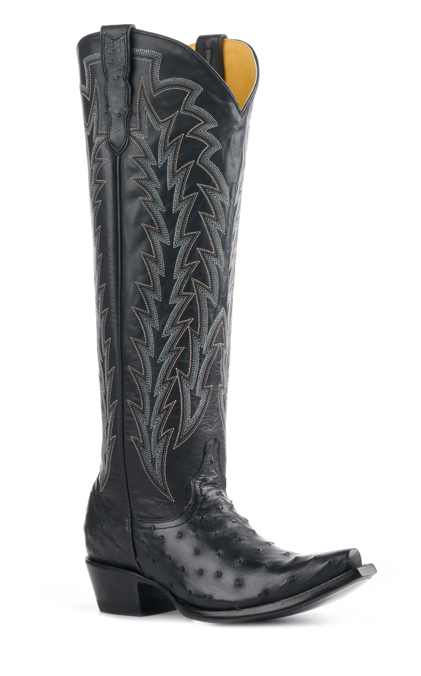 JRC & Sons Women's Jacqueline Leather Snip Toe Tall Cowboy Boot in Black