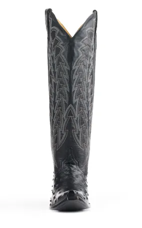 JRC & Sons Women's Jacqueline Leather Snip Toe Tall Cowboy Boot in Black