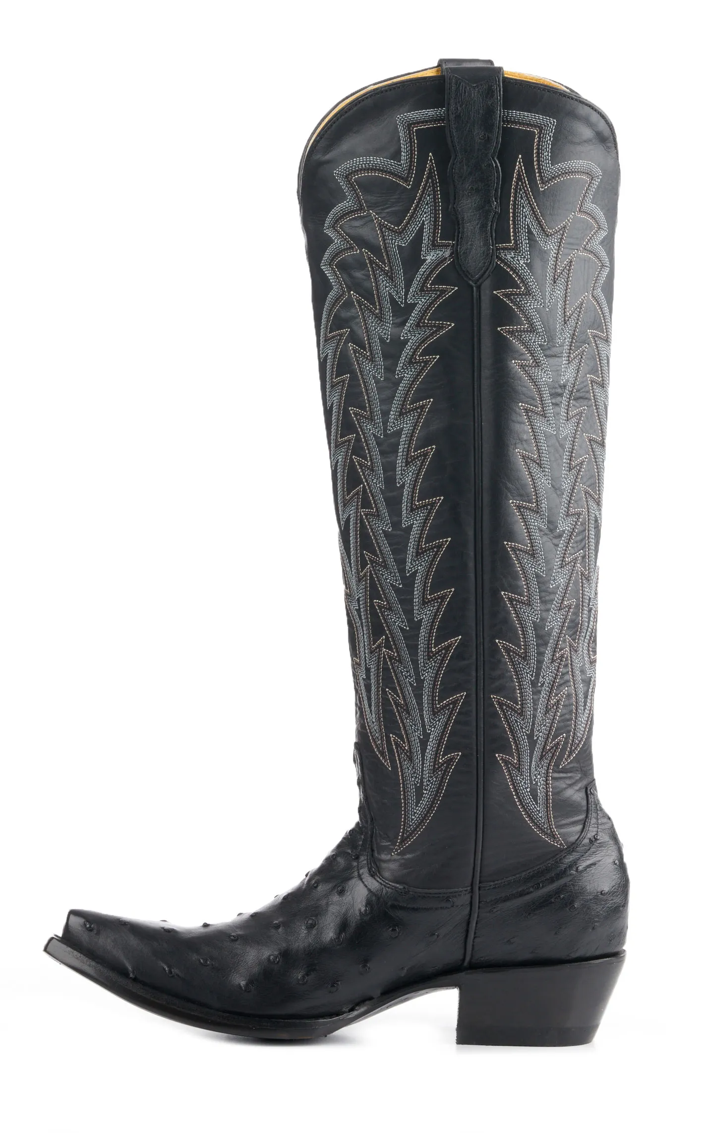 JRC & Sons Women's Jacqueline Leather Snip Toe Tall Cowboy Boot in Black