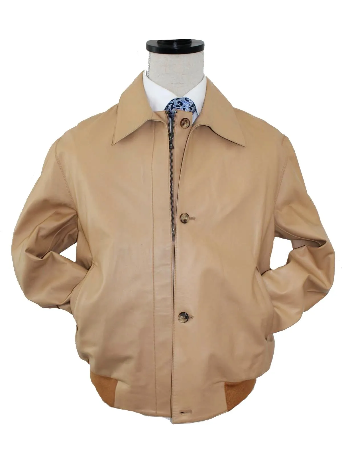 Kiton Leather Jacket Tan EUR 54 / US 44 SALE