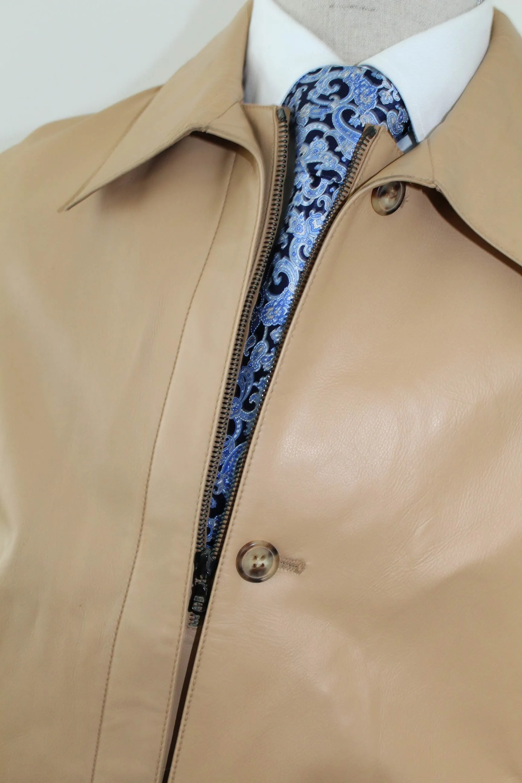 Kiton Leather Jacket Tan EUR 54 / US 44 SALE