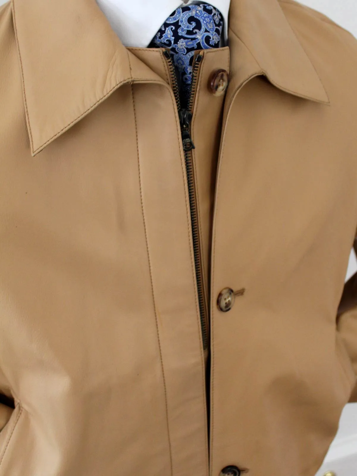 Kiton Leather Jacket Tan EUR 54 / US 44 SALE