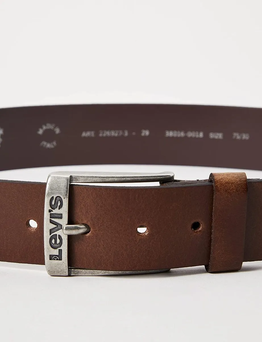 Levi's® New Duncan Leather Logo Belt Dark Brown