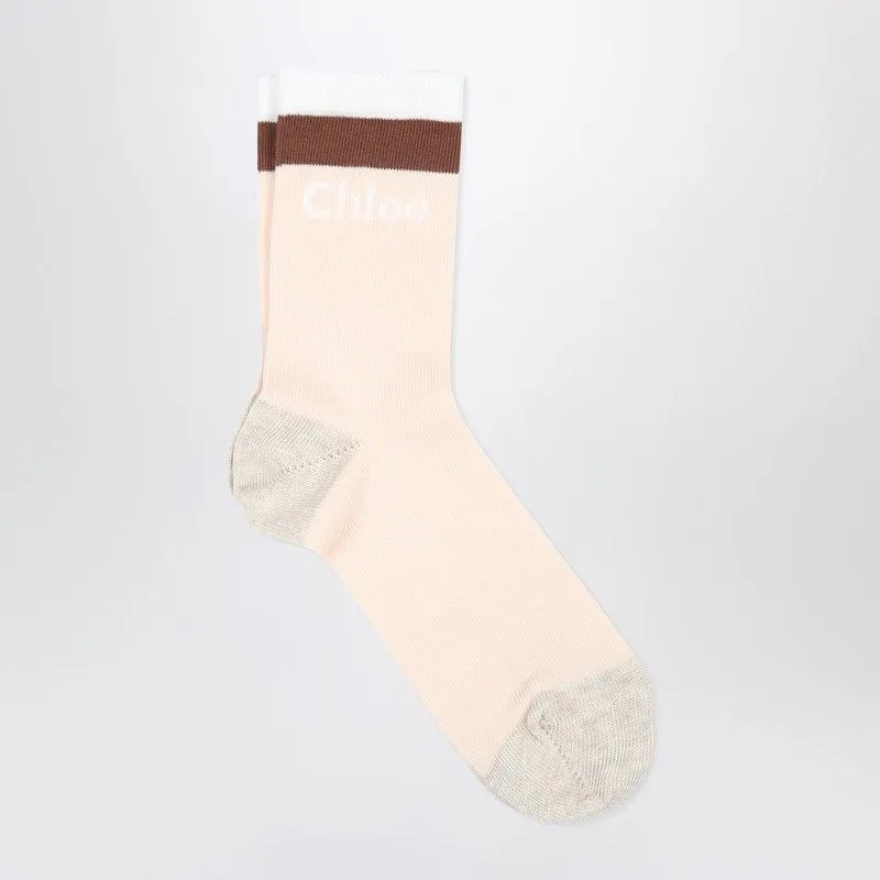 Light pink socks with logo