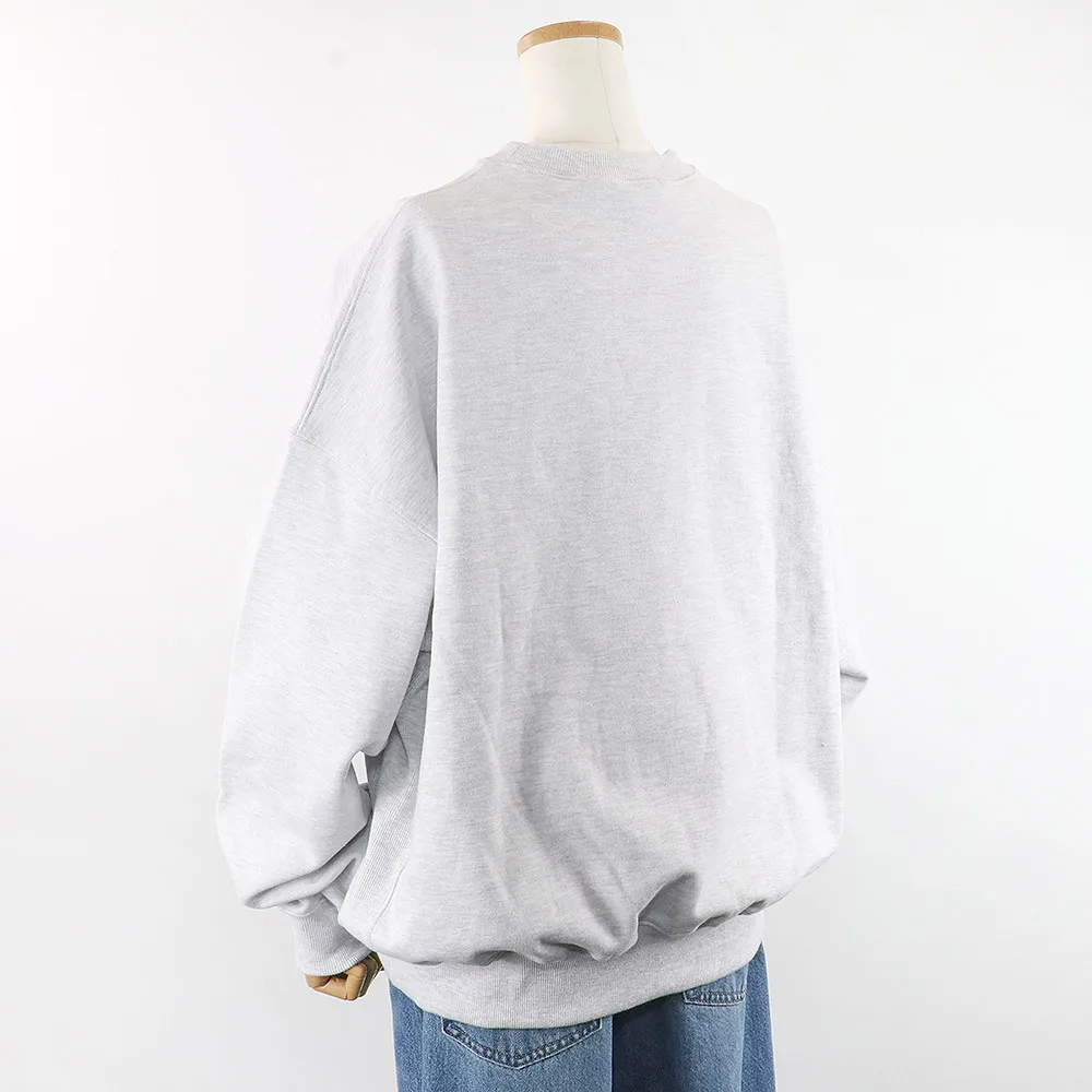 Mardi Mercredi  |Rib Street Style U-Neck Long Sleeves Plain Cotton Oversized