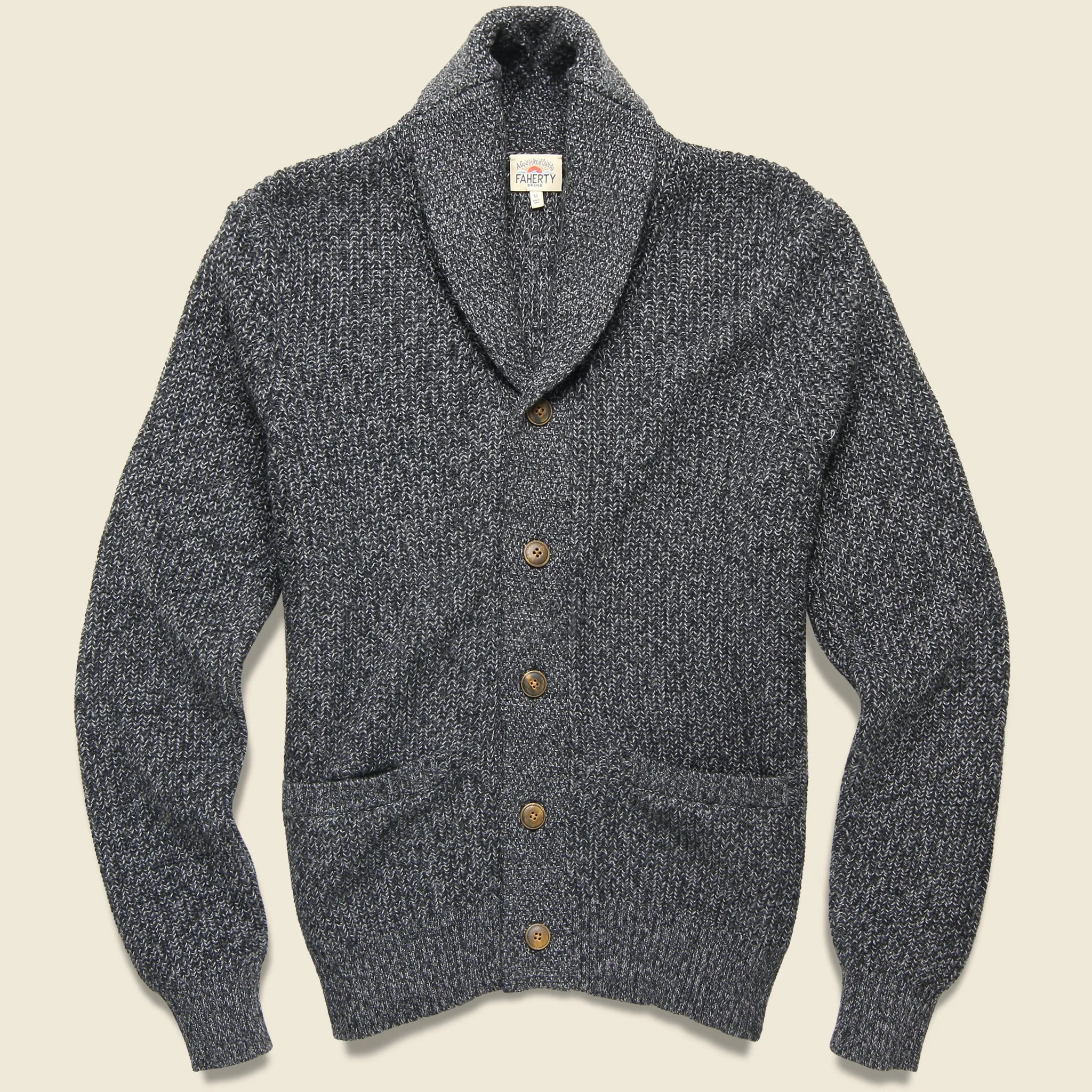 Marled Cotton Cardigan - Deep Charcoal