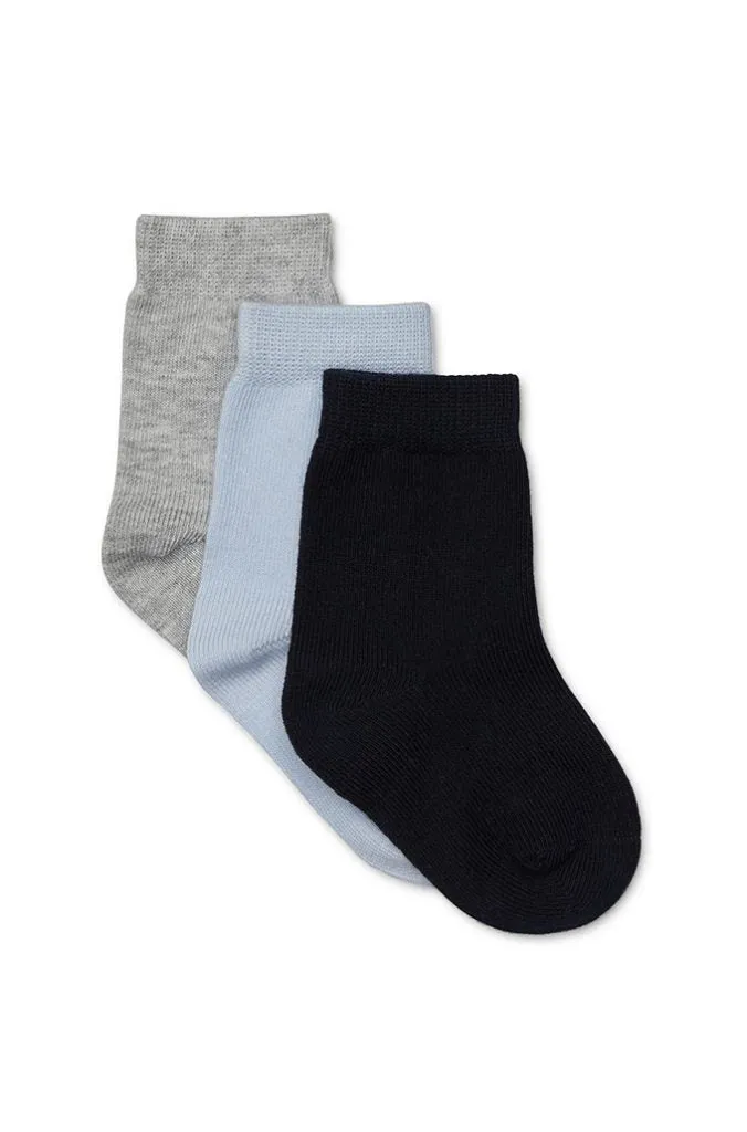 Marquise 3pk Knitted Socks - Navy/Blue/Grey Marle