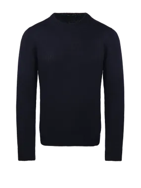 MEN ROBERTO COLLINA DARK BLUE MERINOS WOOL SWEATER