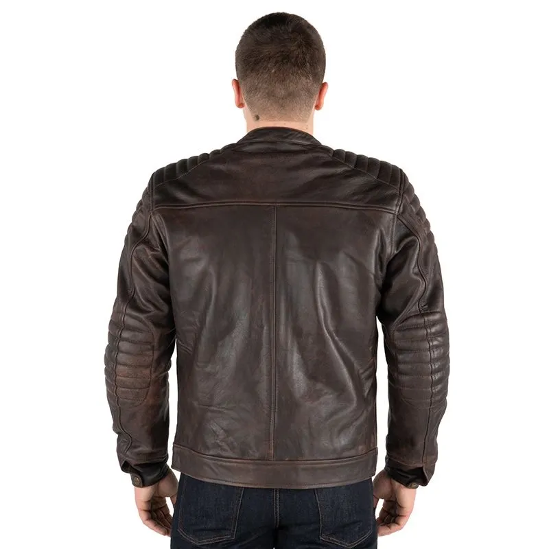 Mens Brown Leather Motorcycle Bomber Jacket