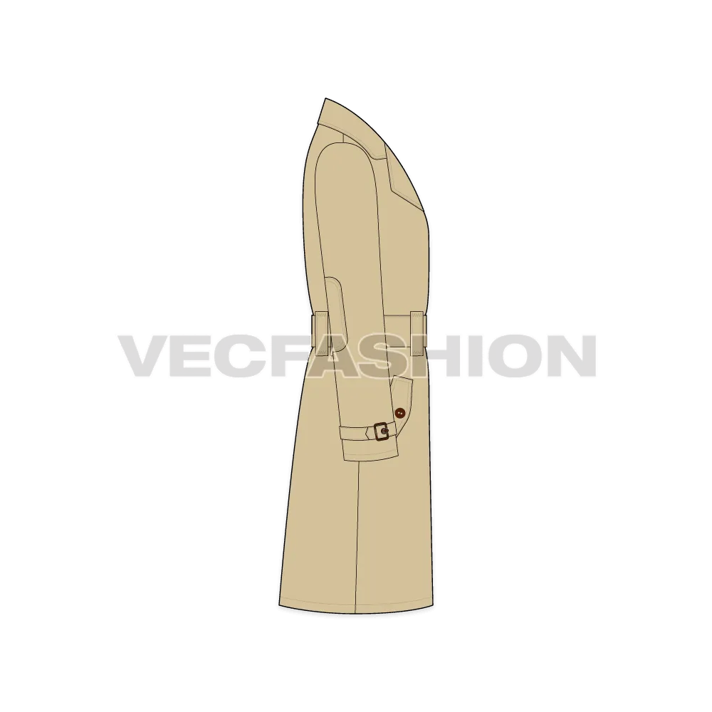 Mens Classic Trench Coat Vector Template