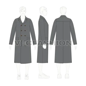 Mens Polo Coat Vector Sketch