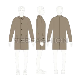 Mens Rain Coat or Mackintosh Coat Vector Template