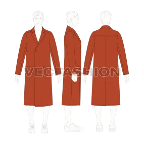 Mens Top Coat Flat Sketch