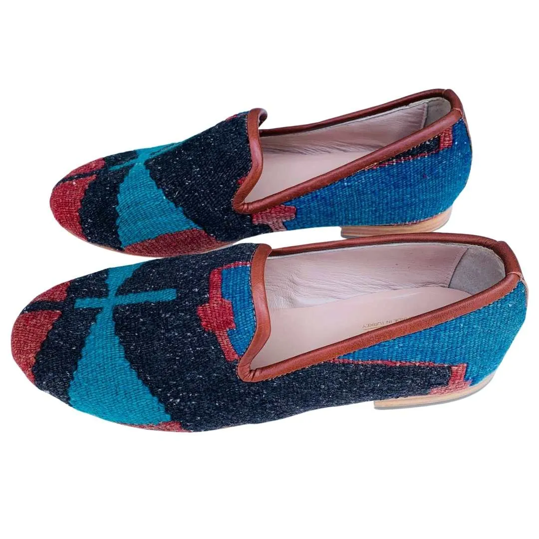 Men's Turkish Kilim Loafers | Black, Red, Teal