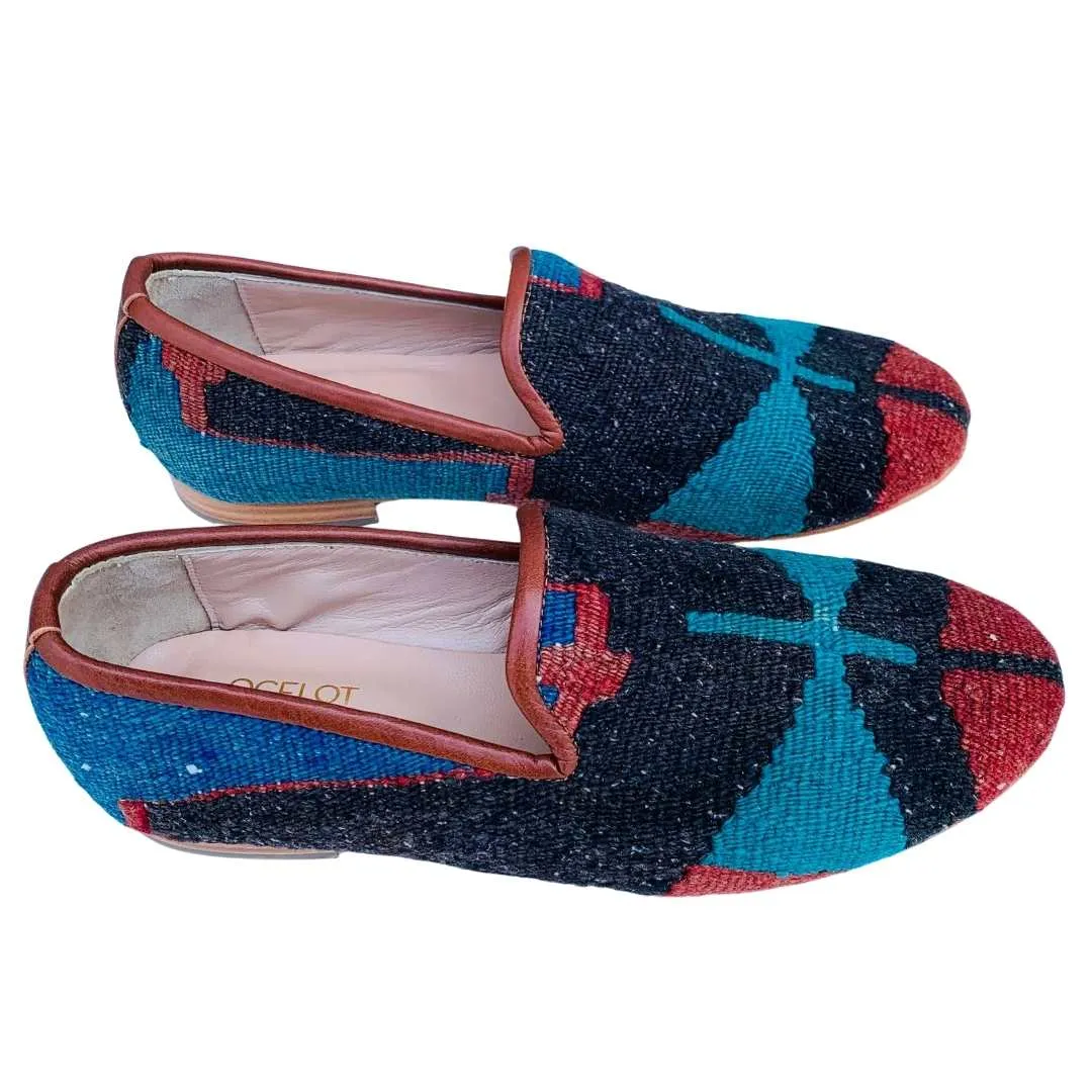 Men's Turkish Kilim Loafers | Black, Red, Teal