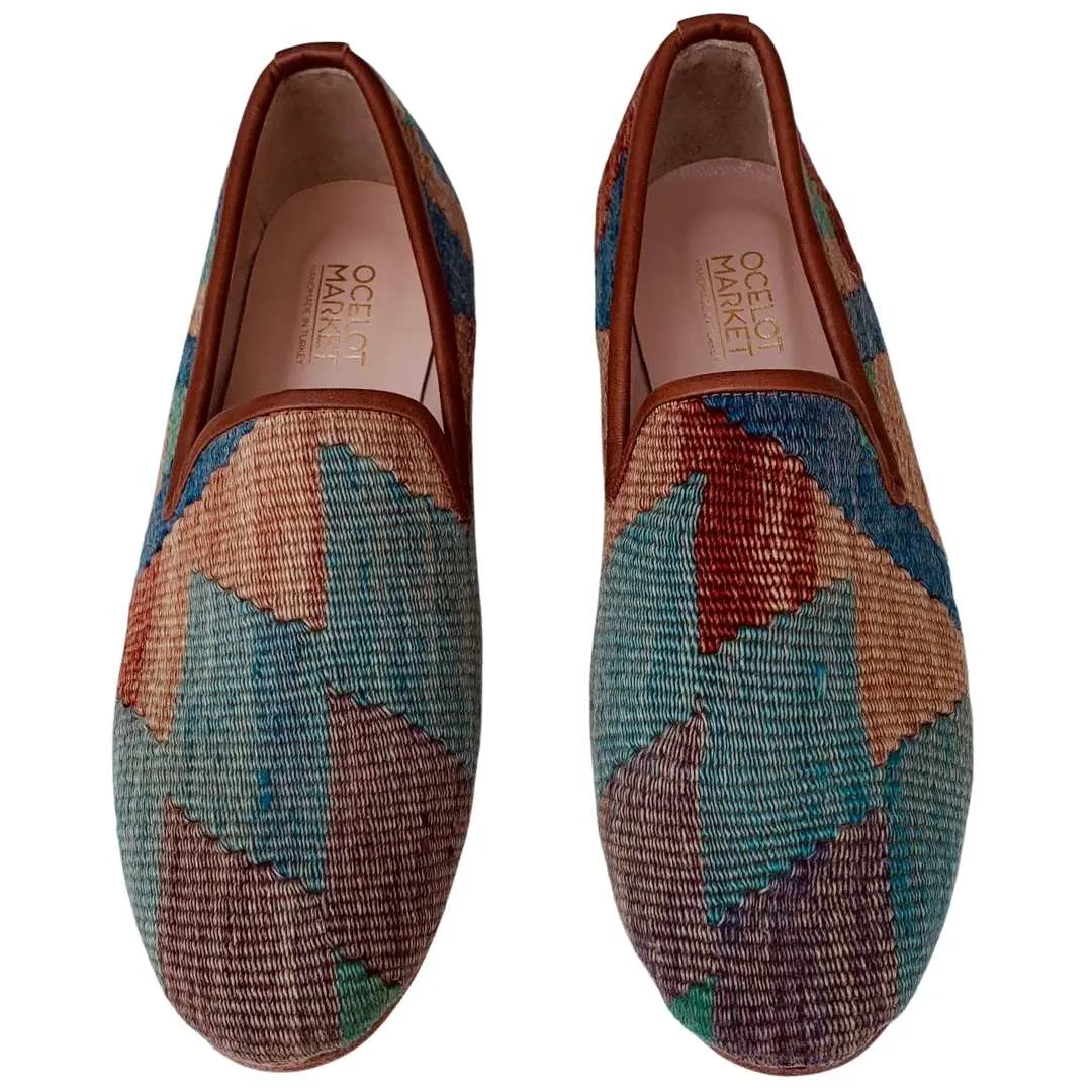 Men's Turkish Kilim Loafers | Muted Red, Blue, Purple