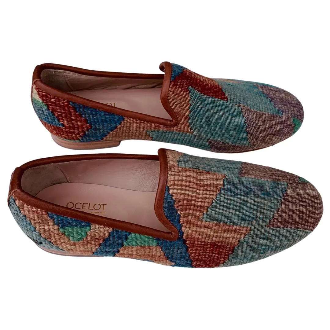 Men's Turkish Kilim Loafers | Muted Red, Blue, Purple