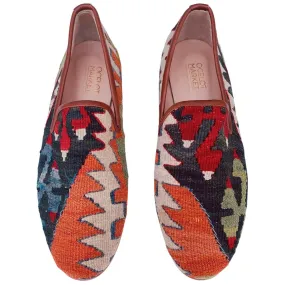 Men's Turkish Kilim Loafers | Orange with Pattern