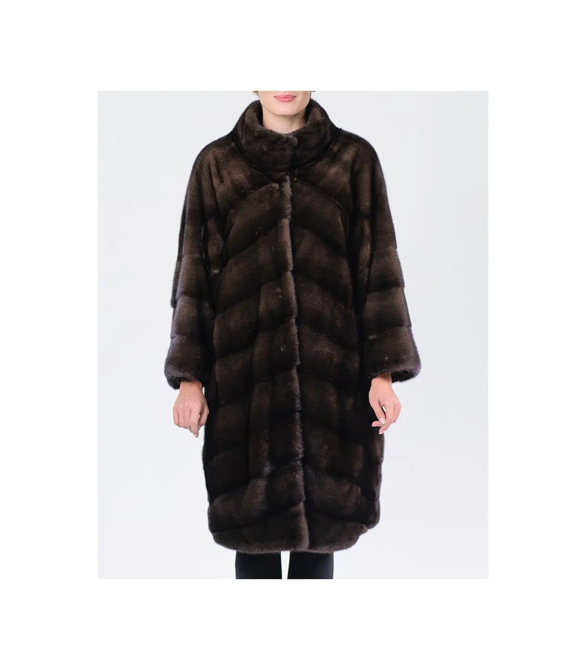 Mink Fur Coat in Mahogany : FurSource.com