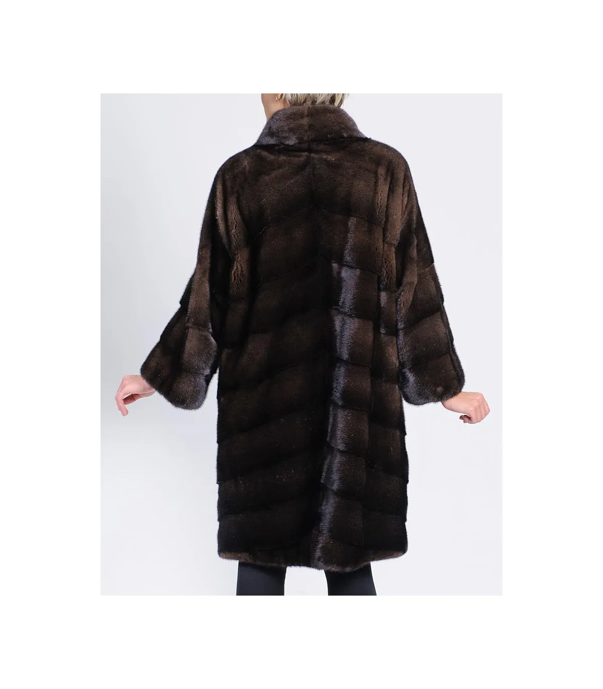 Mink Fur Coat in Mahogany : FurSource.com