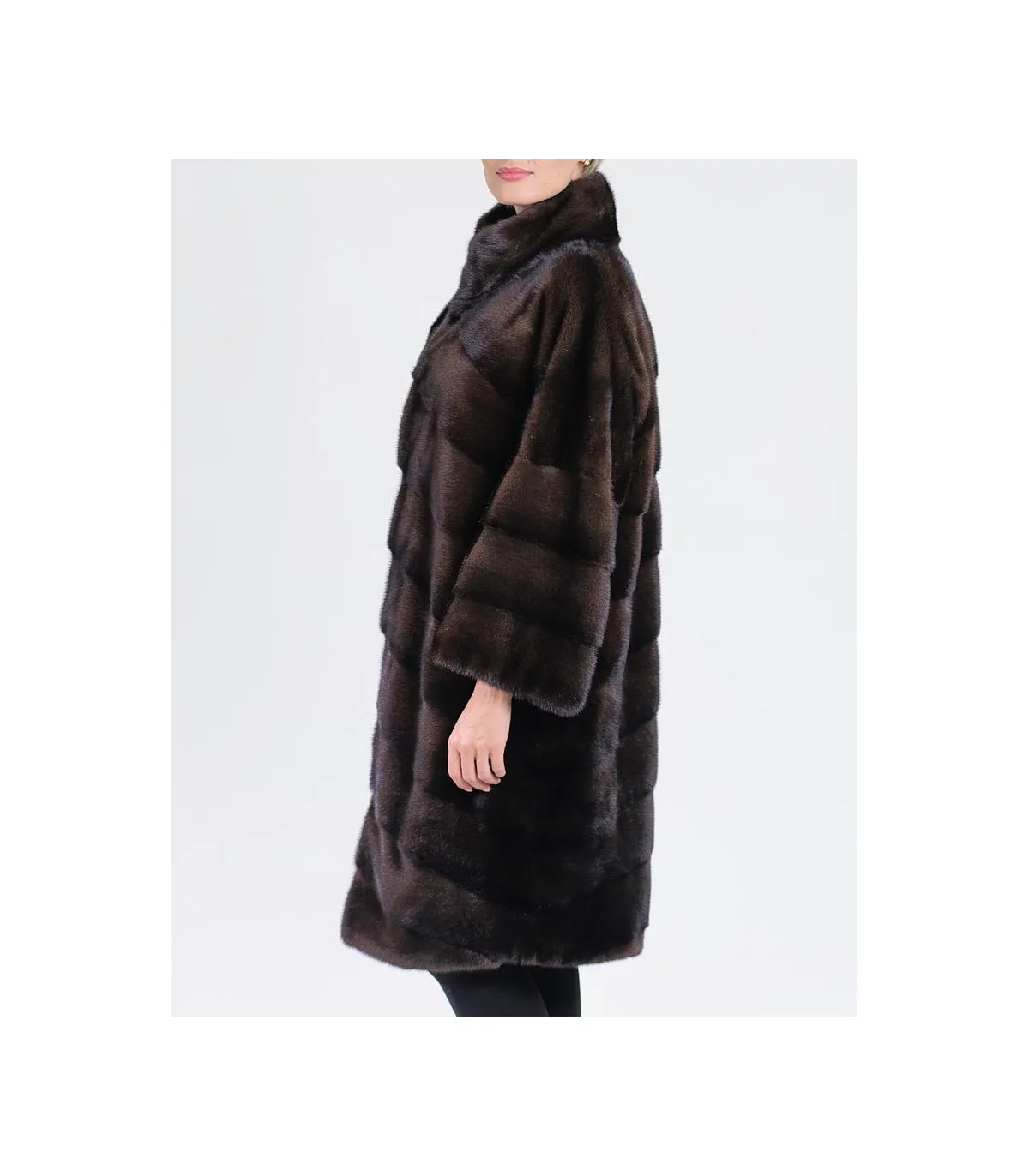 Mink Fur Coat in Mahogany : FurSource.com