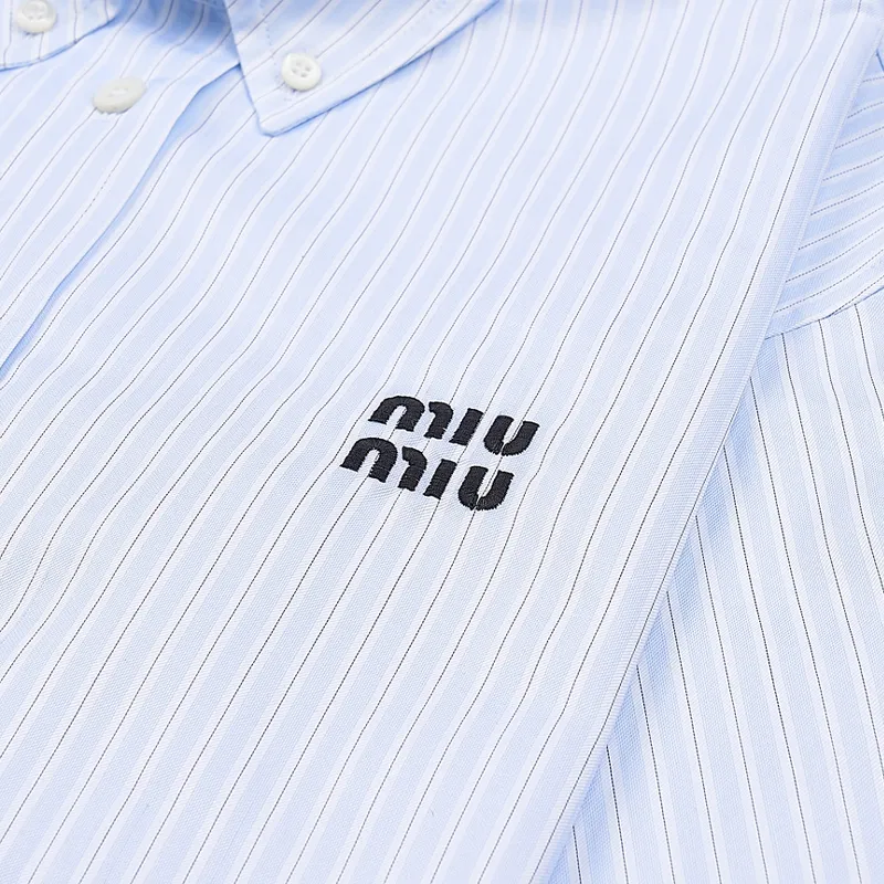 MiuMiu  |Stripes Casual Style Street Style Long Sleeves Cotton