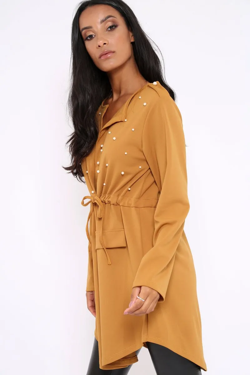 Mustard Pearl Detail Slouchy Jacket - Kylie