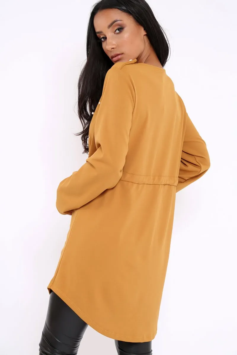 Mustard Pearl Detail Slouchy Jacket - Kylie