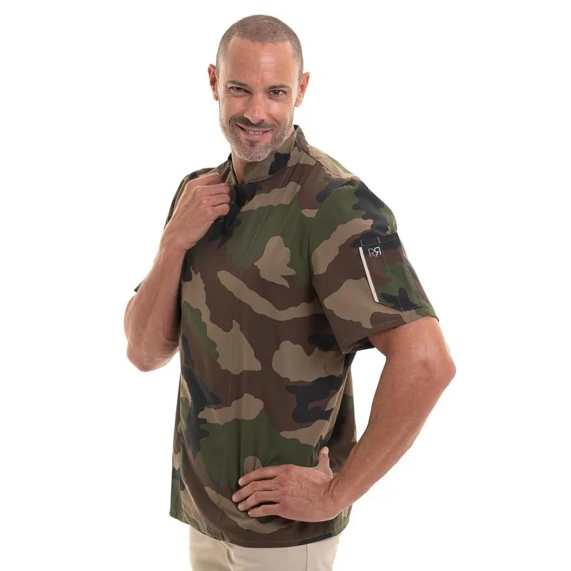 Nero Camouflage Short Sleeve Chef Coat - ROBUR