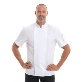 NERO Kitchen Coat Short Sleeves White Beige Facing - ROBUR