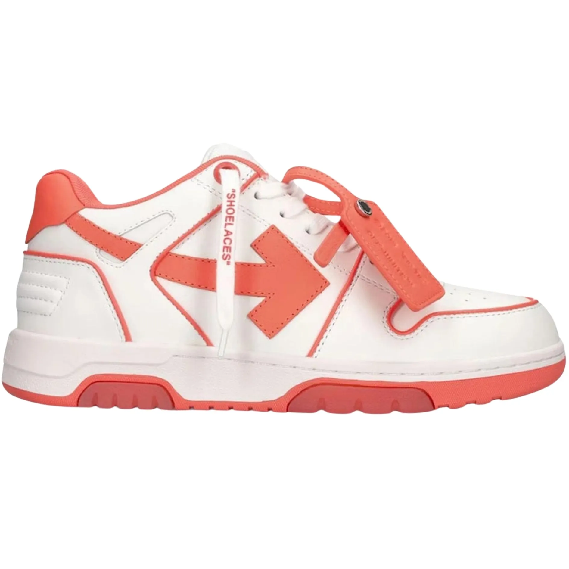 Off White Out Of Office Coral Red Calf Leather Sneakers