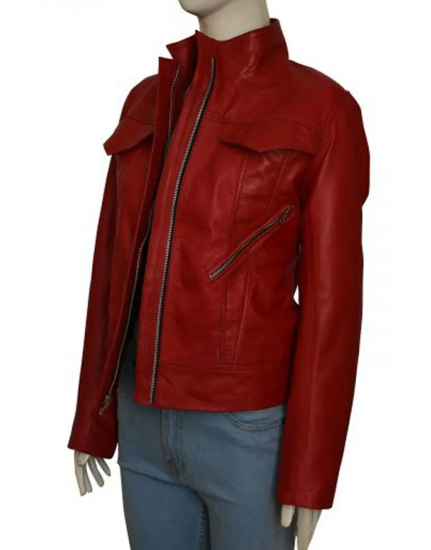 Once Upon a Time Season 6 Emma Swan Red Leather Jacket - UJackets