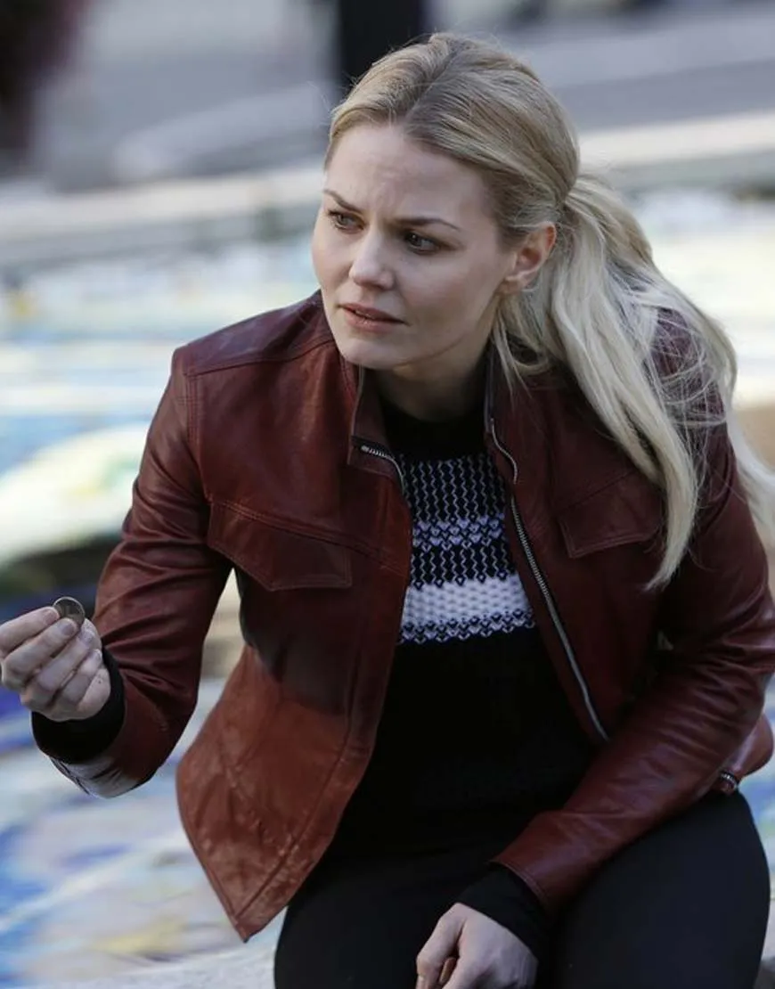 Once Upon a Time Season 6 Emma Swan Red Leather Jacket - UJackets