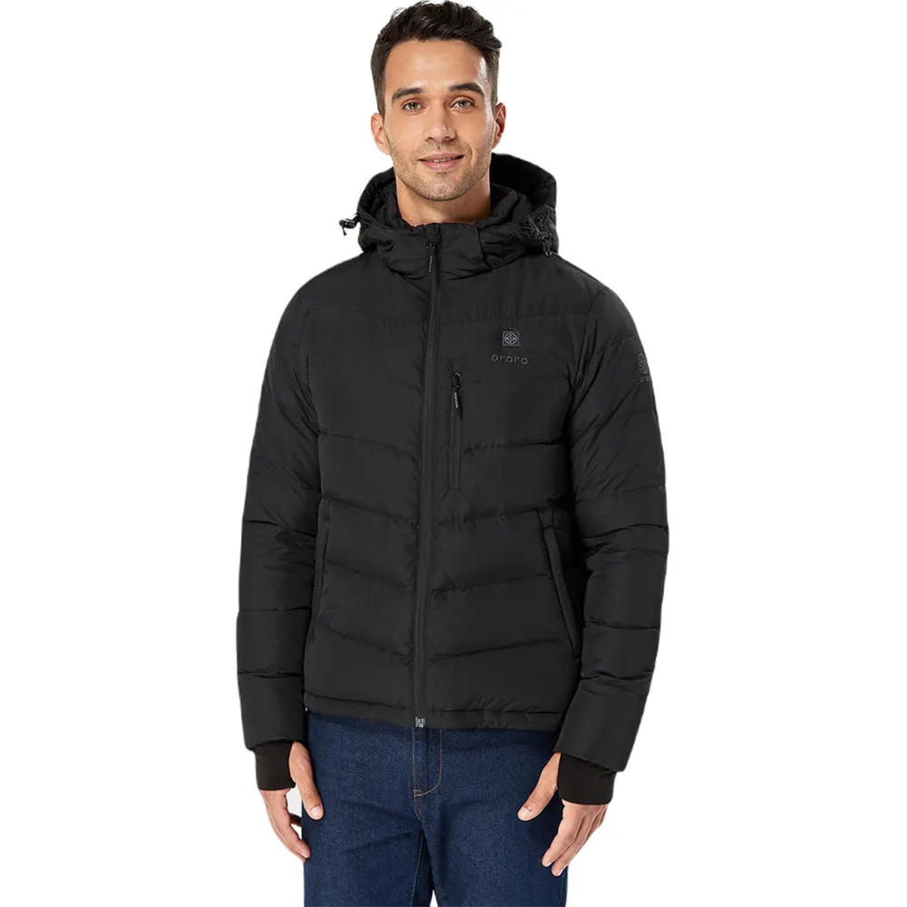 Ororo Men's Black Heated Down Jacket