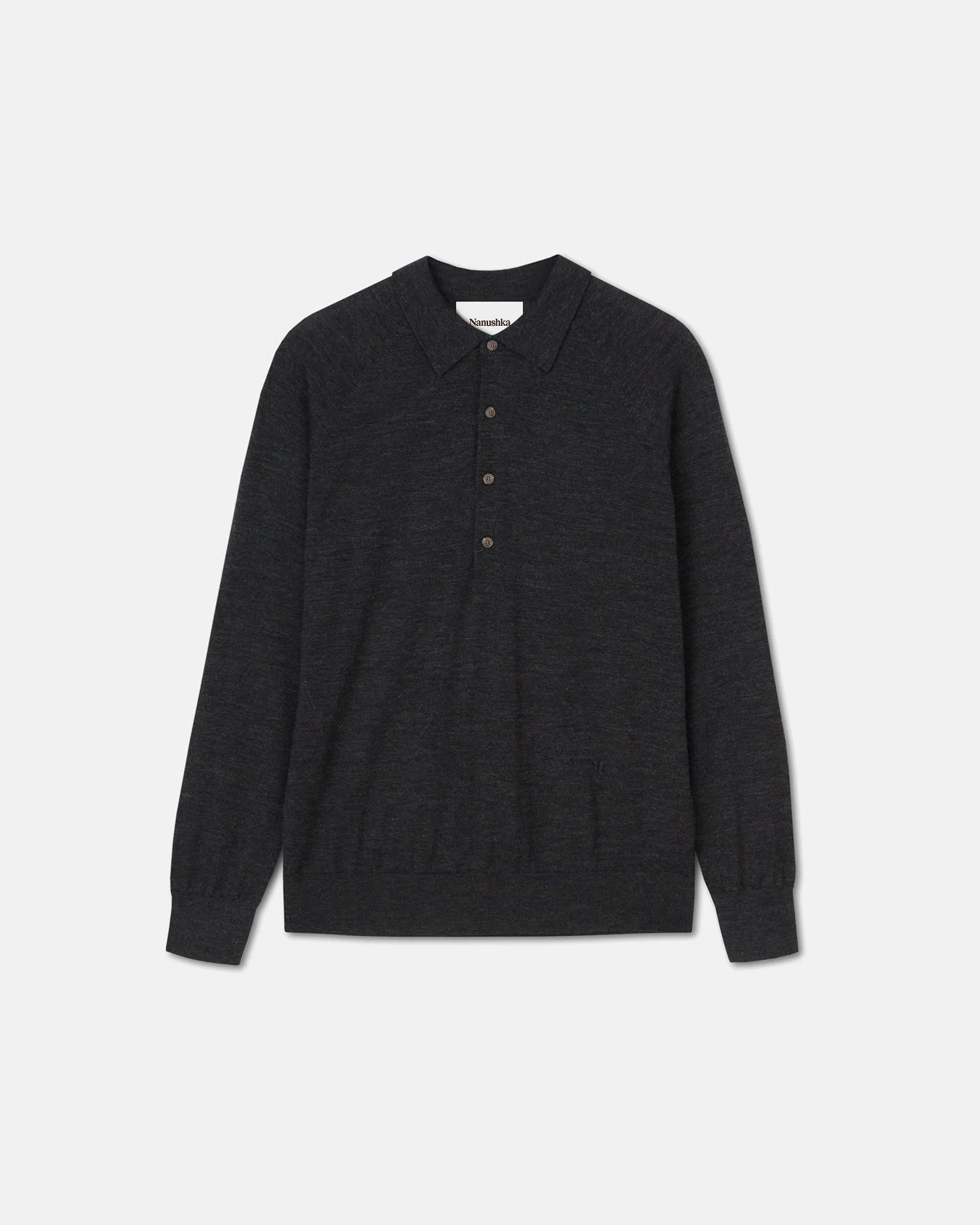 Plato - Merino Wool Polo Shirt - Charcoal