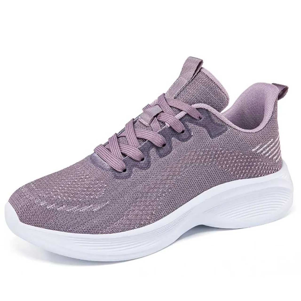 Purple flyknit stripe texture casual shoe sneaker