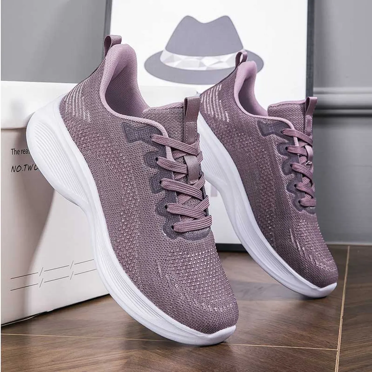 Purple flyknit stripe texture casual shoe sneaker