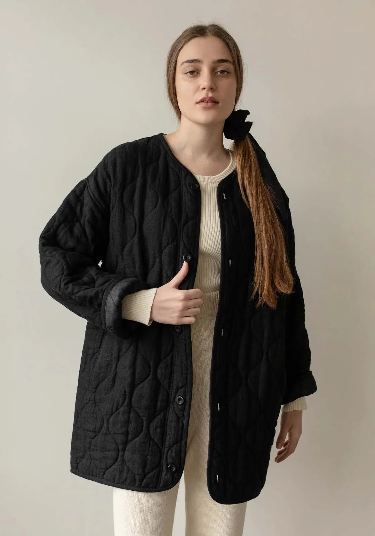 Quilted Coat - Black