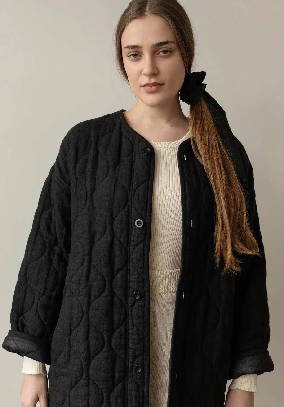 Quilted Coat - Black