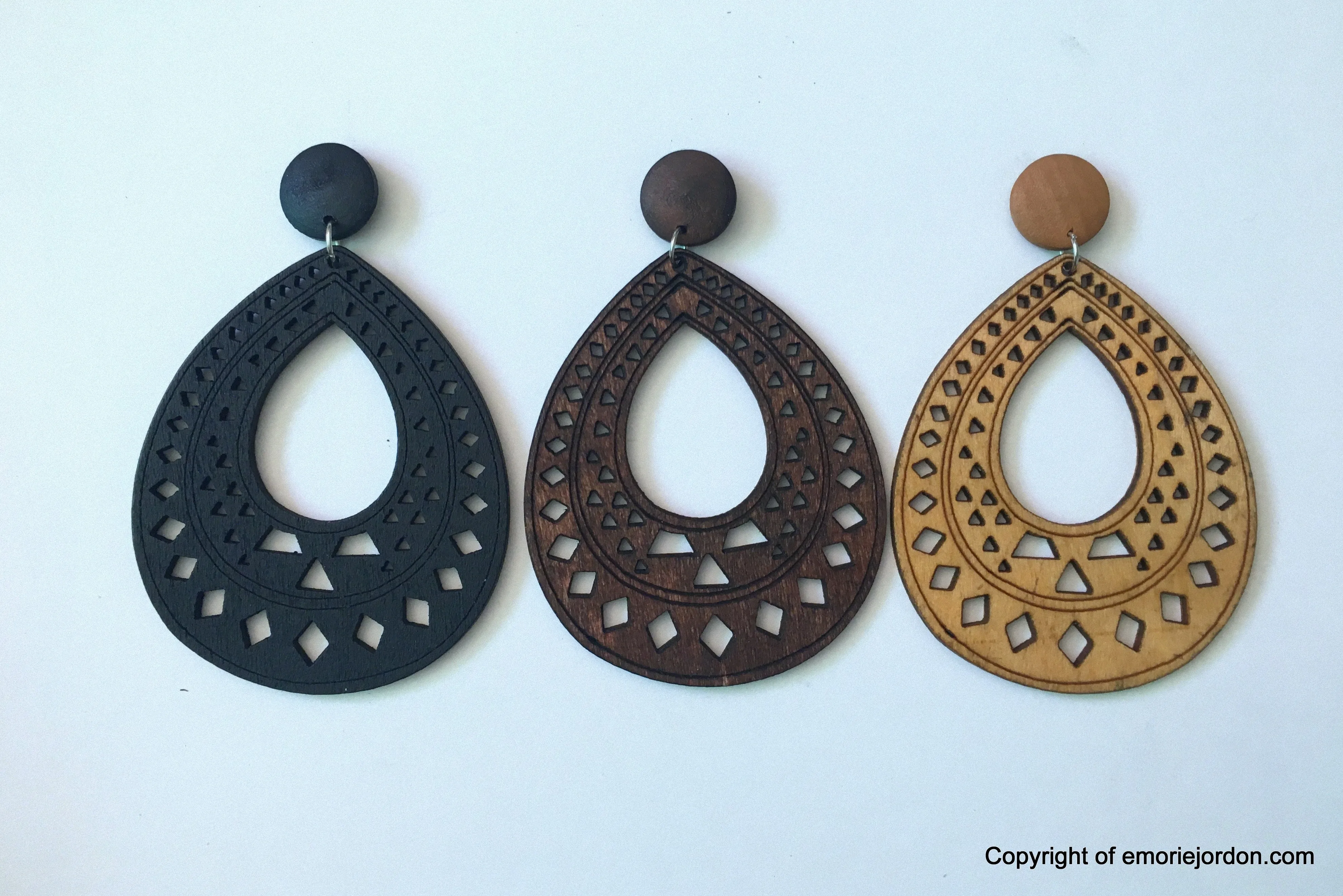 Raindrop Tribal Wooden Earrings