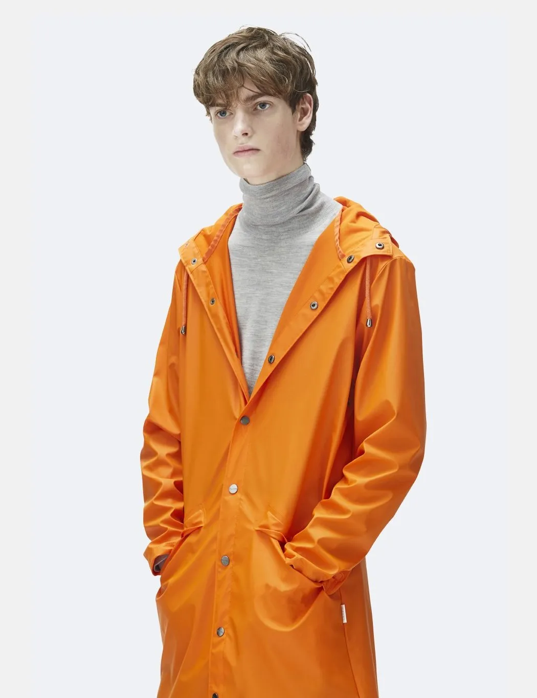 Rains Long Jacket - Fire Orange