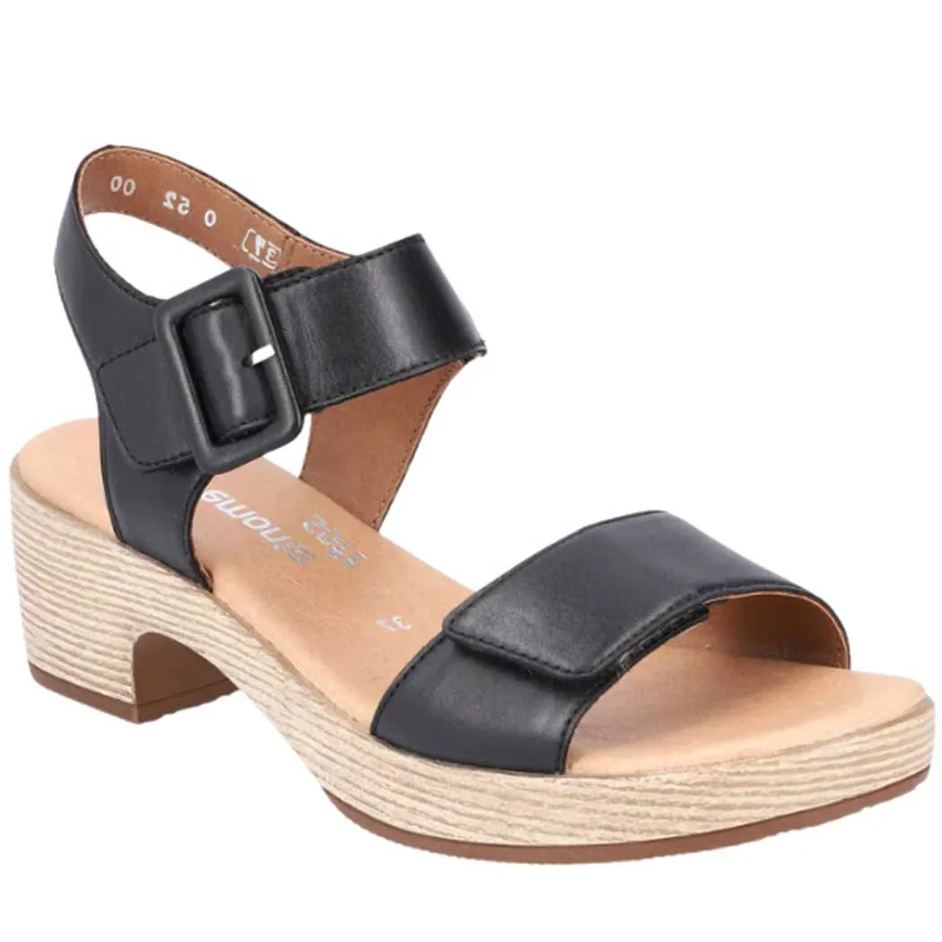 Remonte by Rieker Jerilyn D0N52 Leather Sandal Black (Women's)