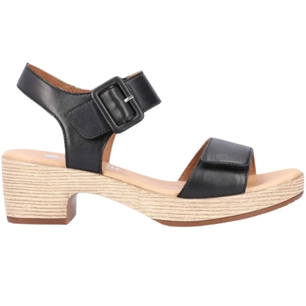 Remonte by Rieker Jerilyn D0N52 Leather Sandal Black (Women's)