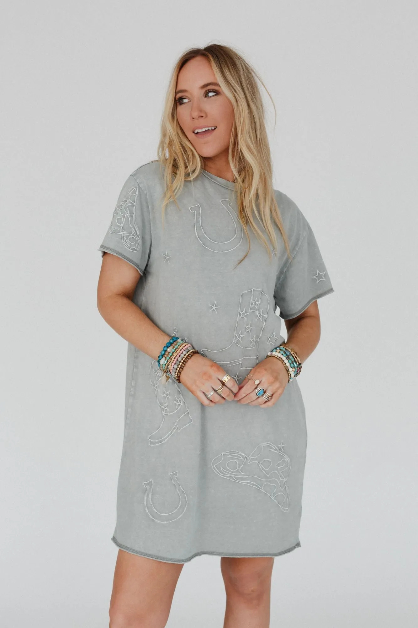 Rodeo Ready Tee Dress - Gray