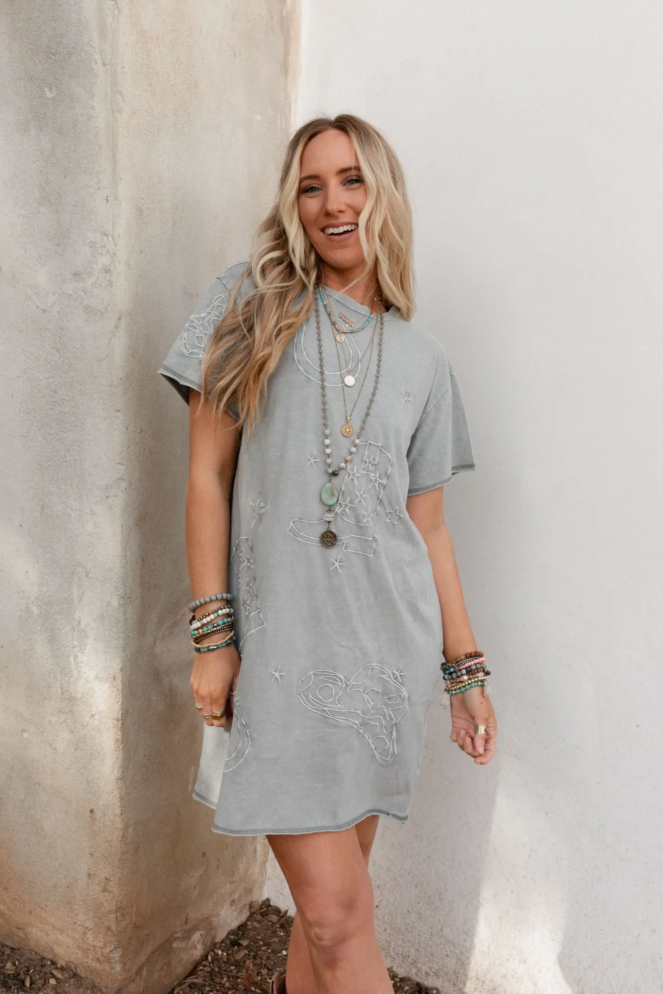 Rodeo Ready Tee Dress - Gray