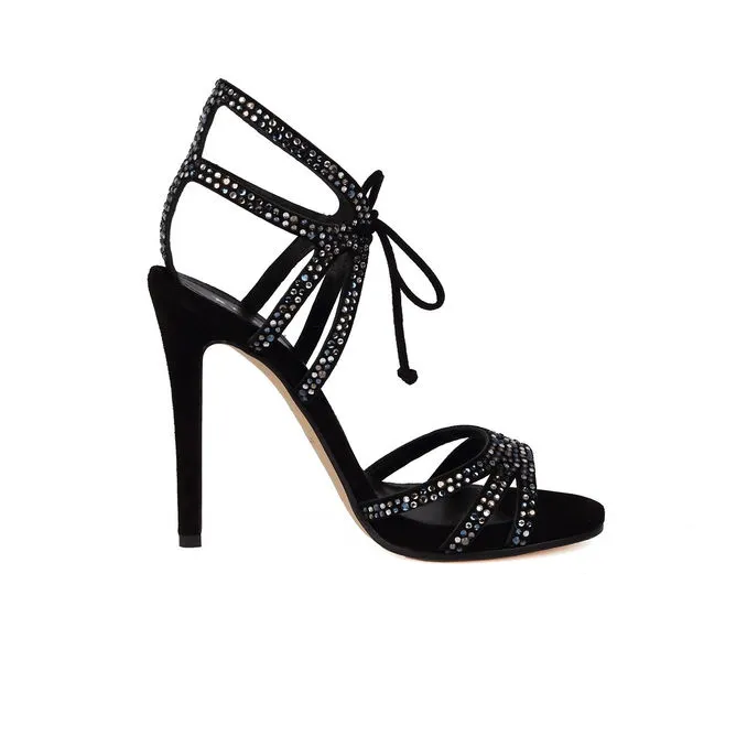 SANDALS WITH RHINESTONE Woman Black