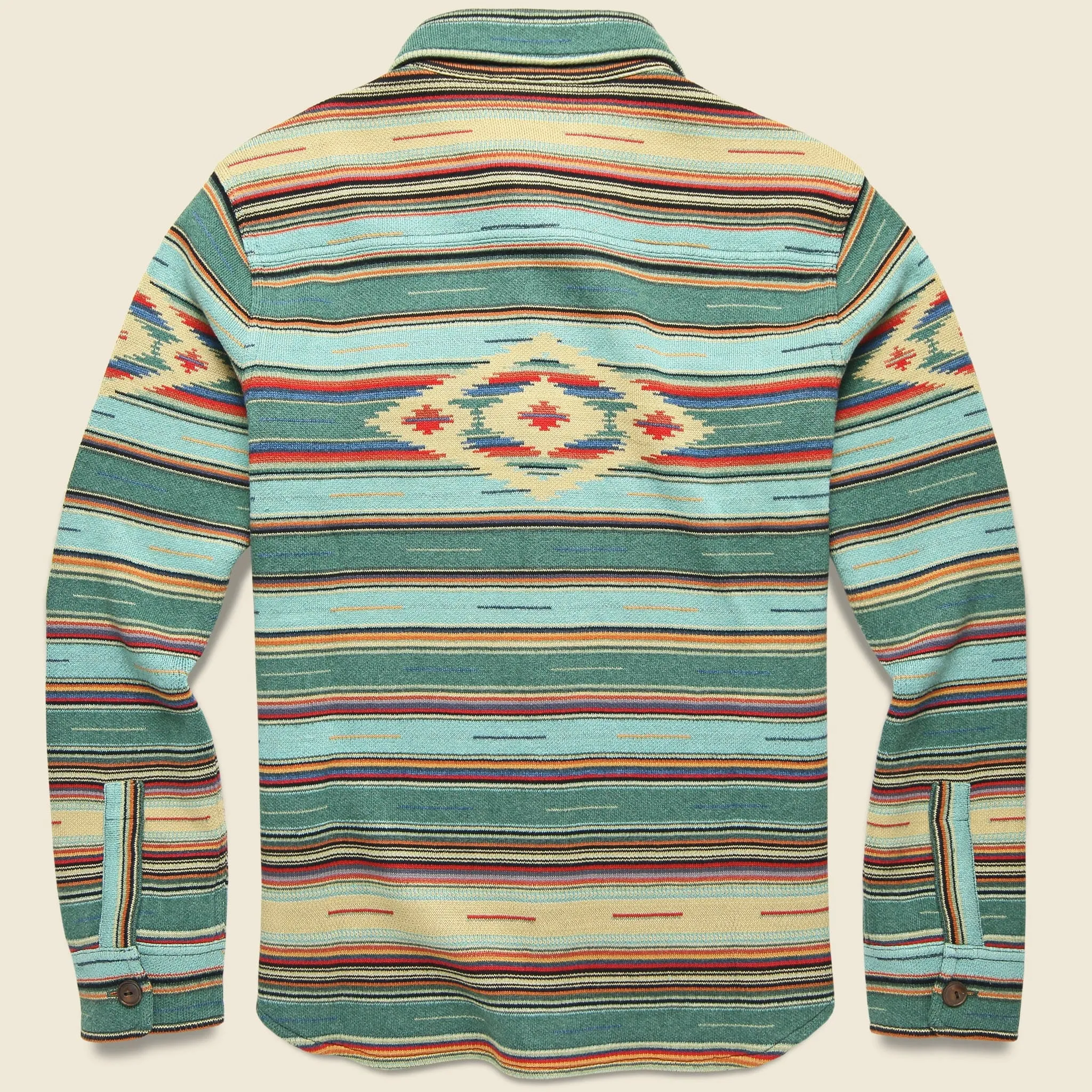 Serape Cotton-Blend Workshirt Sweater - Sage